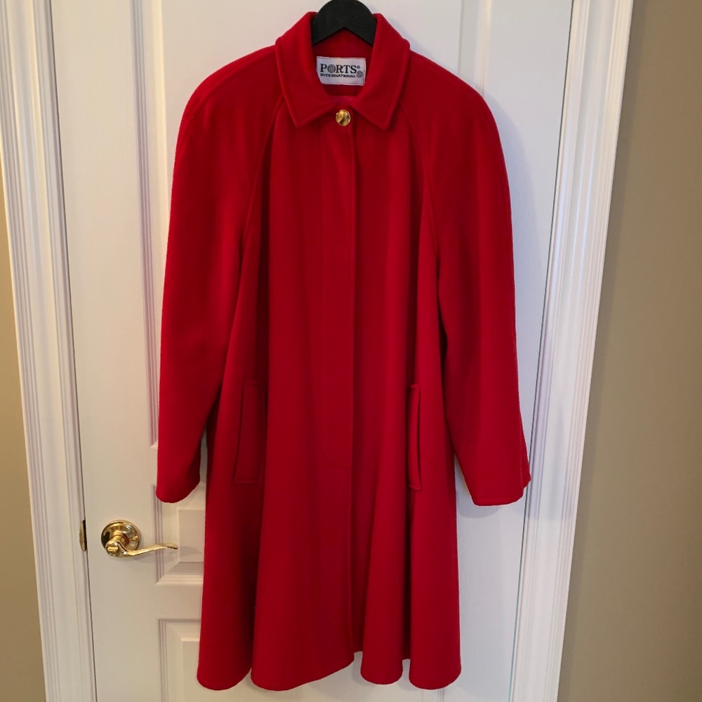 CASHMERE/WOOL WINTER RED COAT - SIZE SMALL